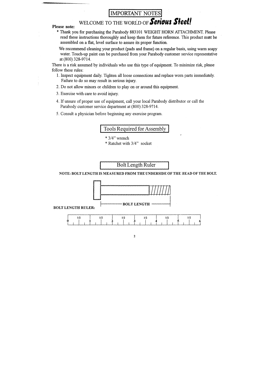 ParaBody 883101 manual Iiiiiiil 