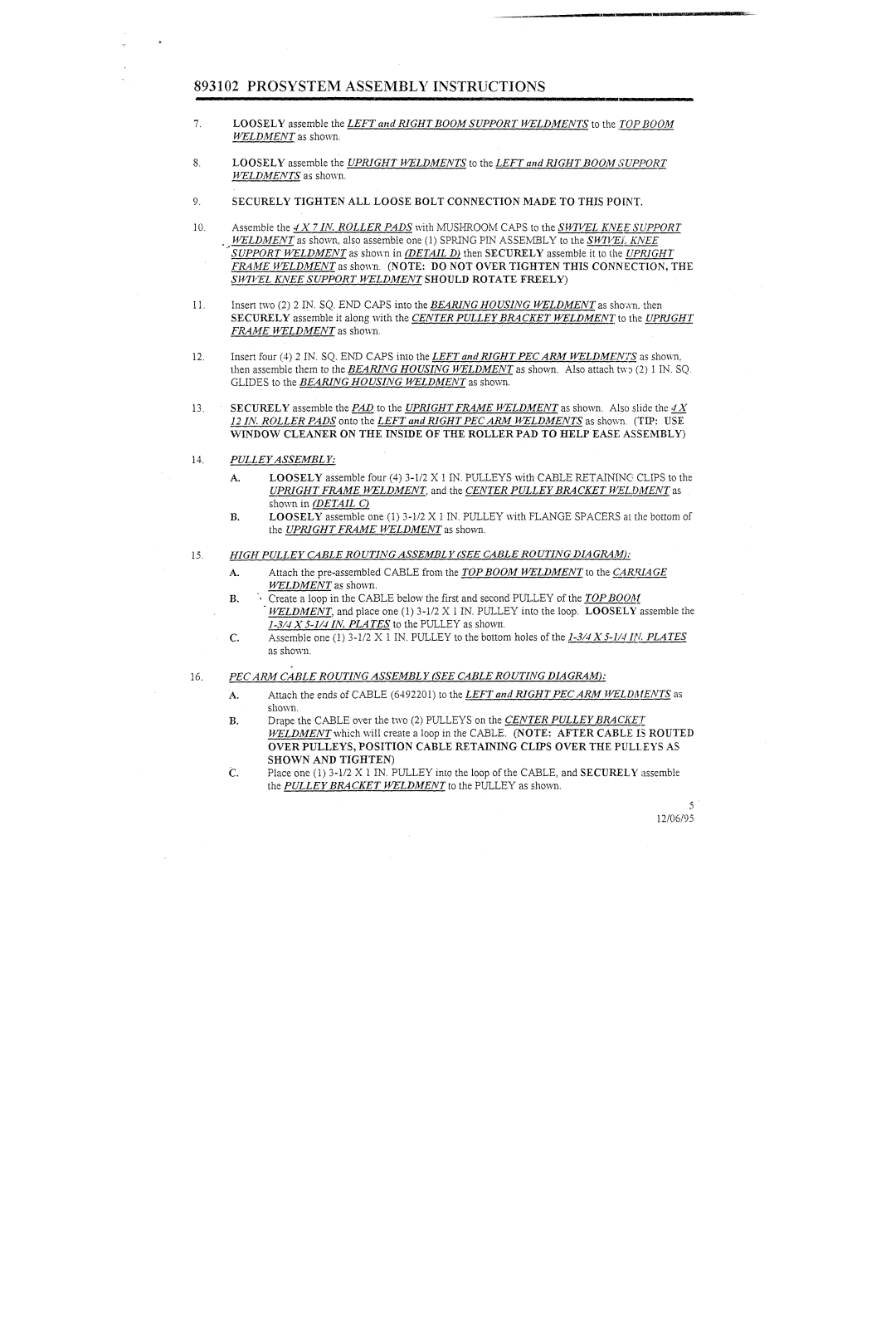 ParaBody 893101 manual SI.VII~L Knee Support Iveldment should Rotate Freely, Pulley Assembl Y, Plates 