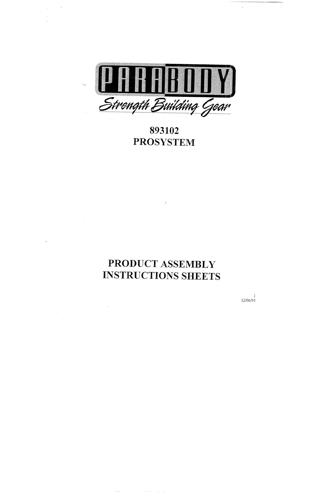 ParaBody 893101 manual Prosystem Product Assembly 