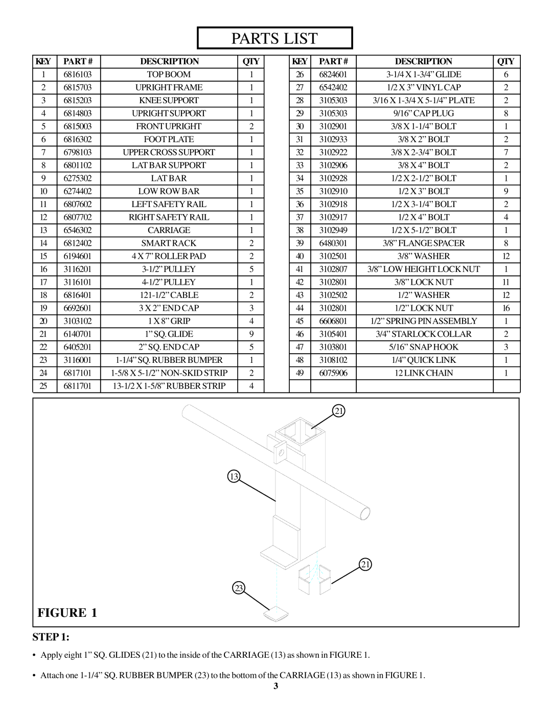 ParaBody 893104 manual Parts List 