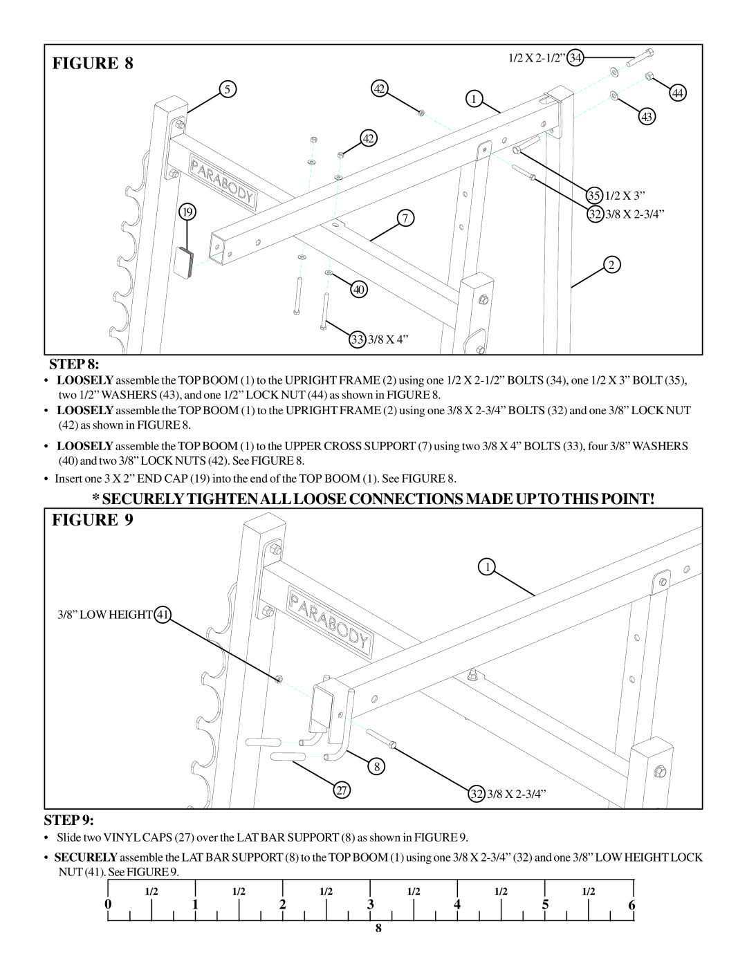 ParaBody 893104 manual Securelytightenallloose Connections Made Upto this Point 