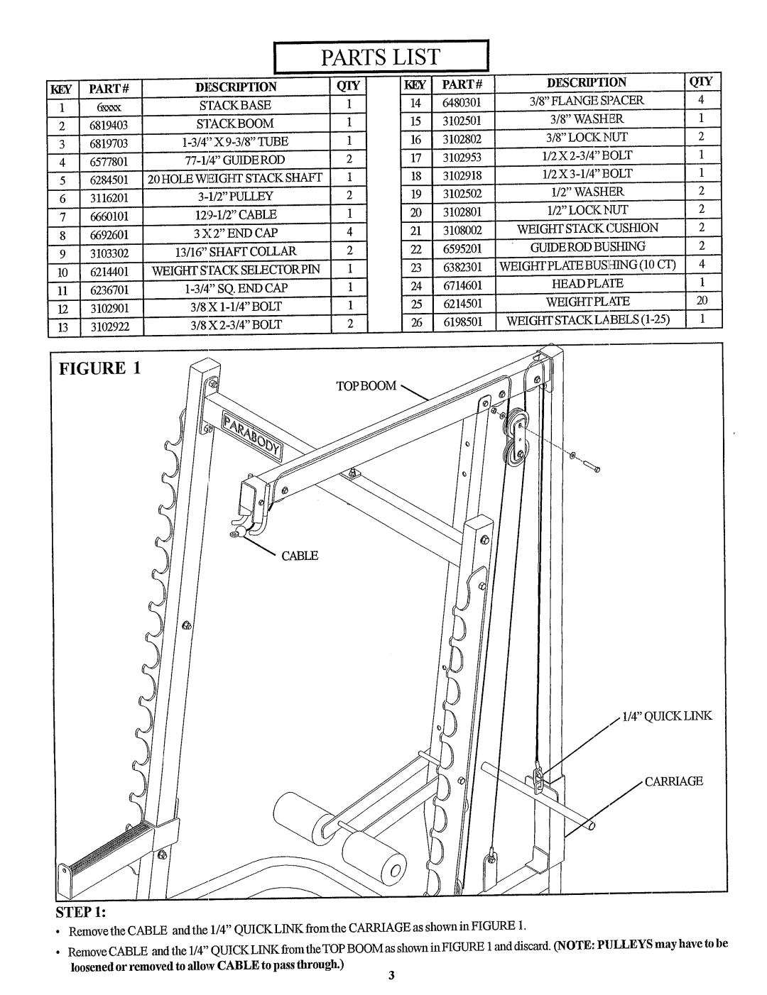 ParaBody 897104 manual QUICKL1NK 