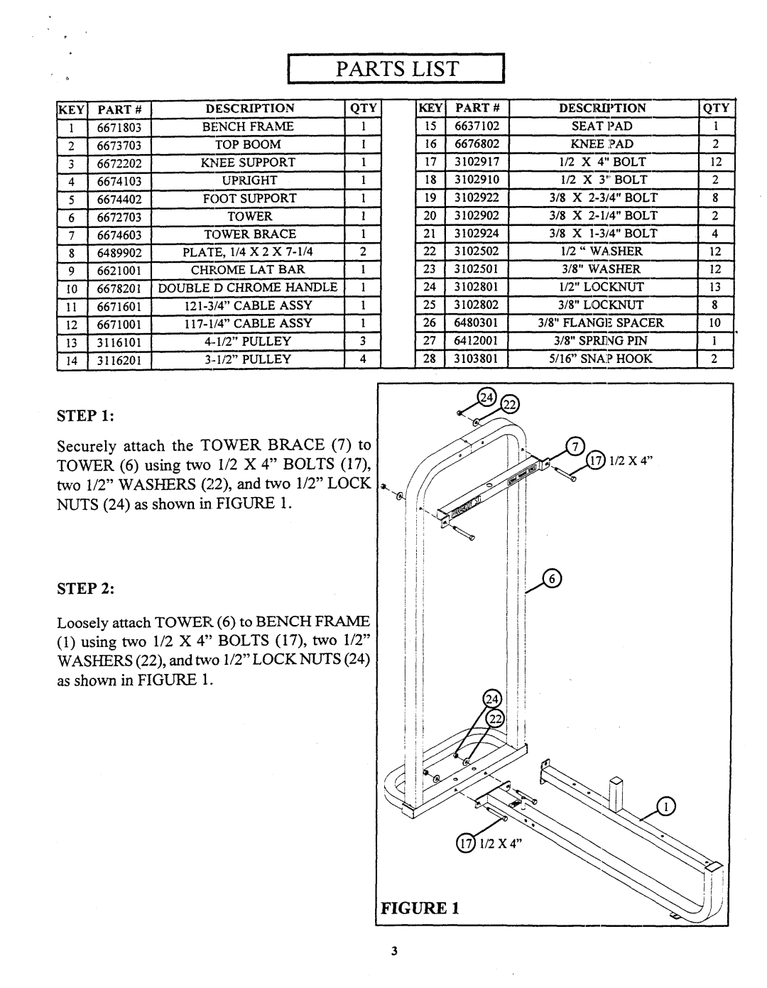 ParaBody 908101 ST manual Securely attach the TOWERBRACE7, TOWER6 