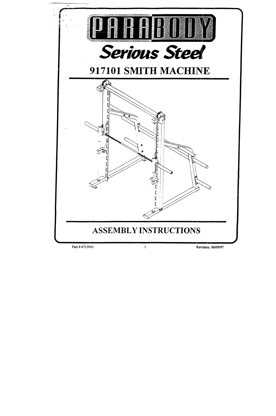 ParaBody 917101 manual Smith Machine 