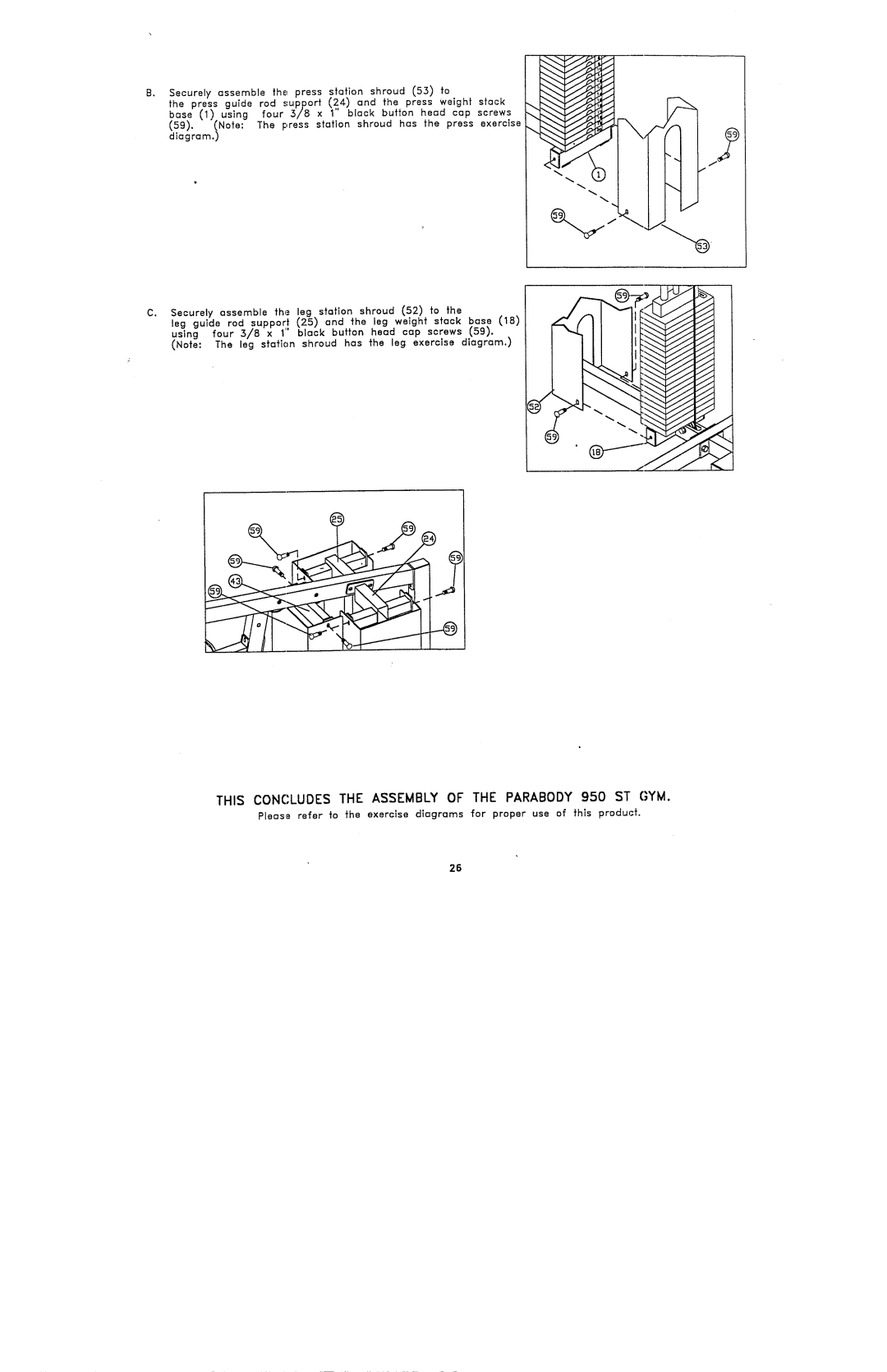 ParaBody 950 st manual This Concludes the Assembly of the Parabody 950 ST GYM 