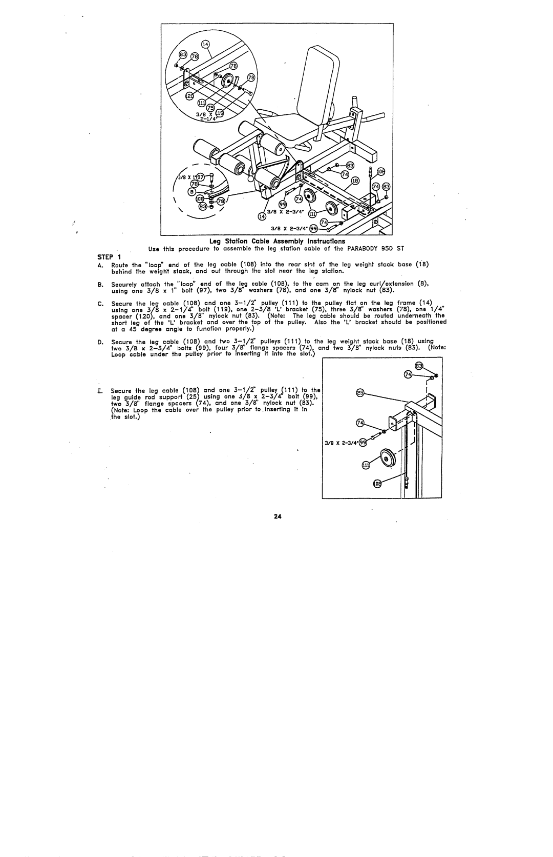 ParaBody 950102 manual Ie~ ~uiderodsunno~25 ~innon~~/~.x 2-$/~bolt 