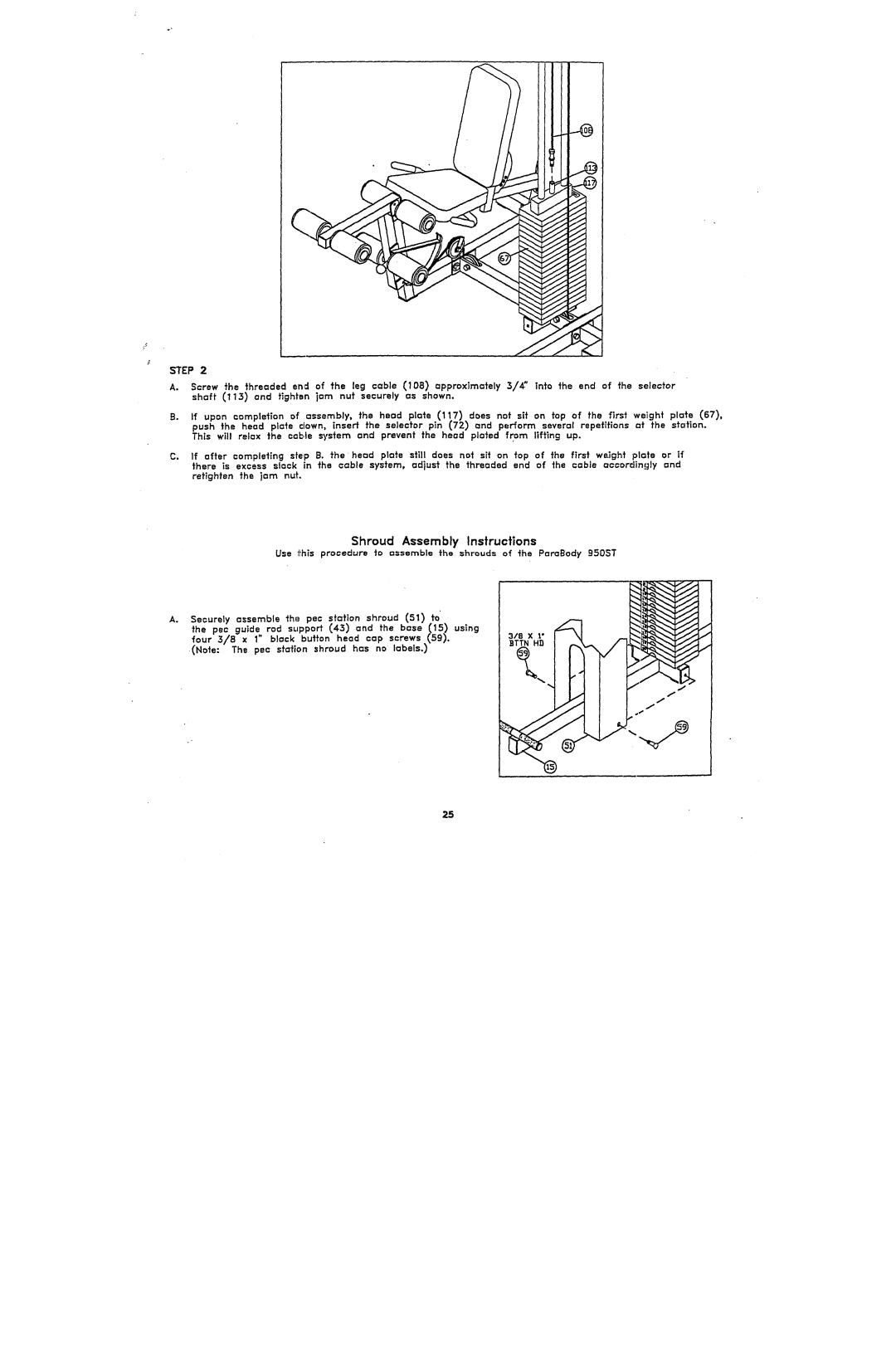 ParaBody 950102 manual Shroud Assembly Instructions 