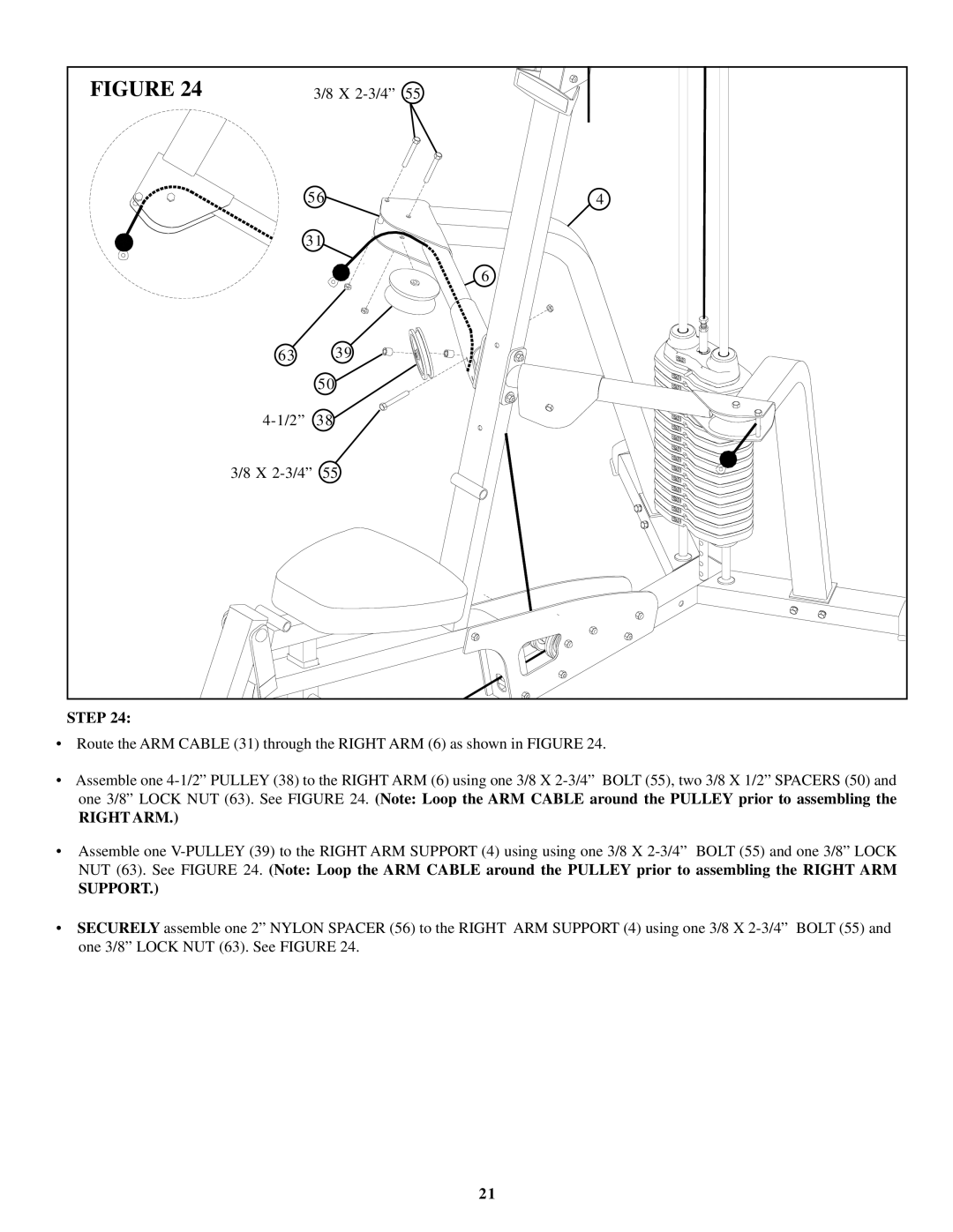 ParaBody cm3 manual Right ARM, Support 