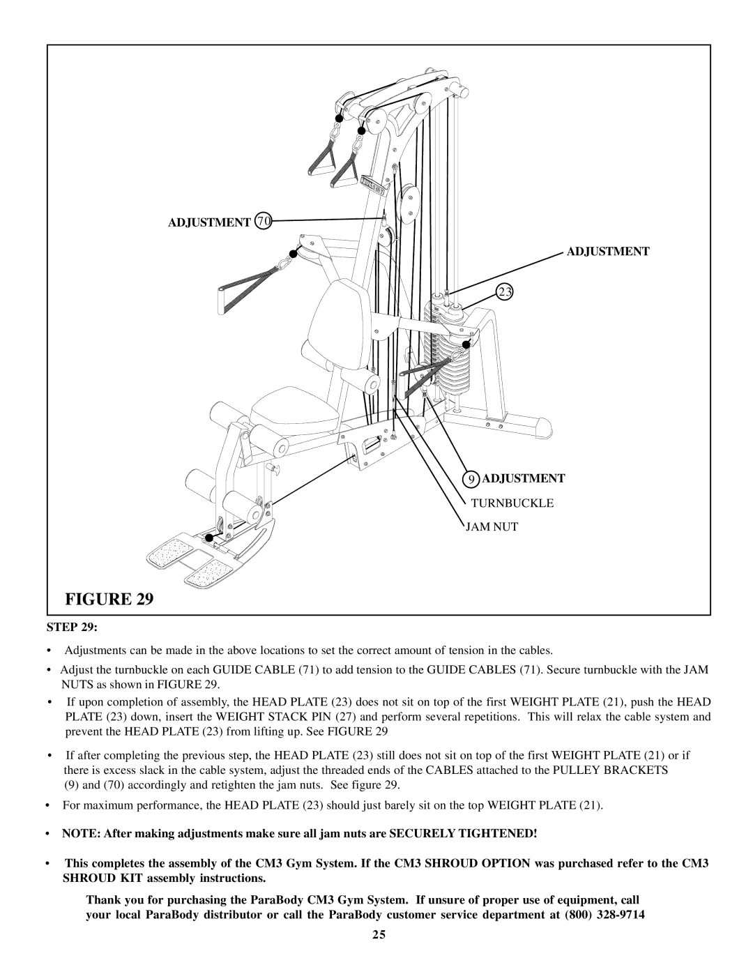 ParaBody cm3 manual Adjustment 