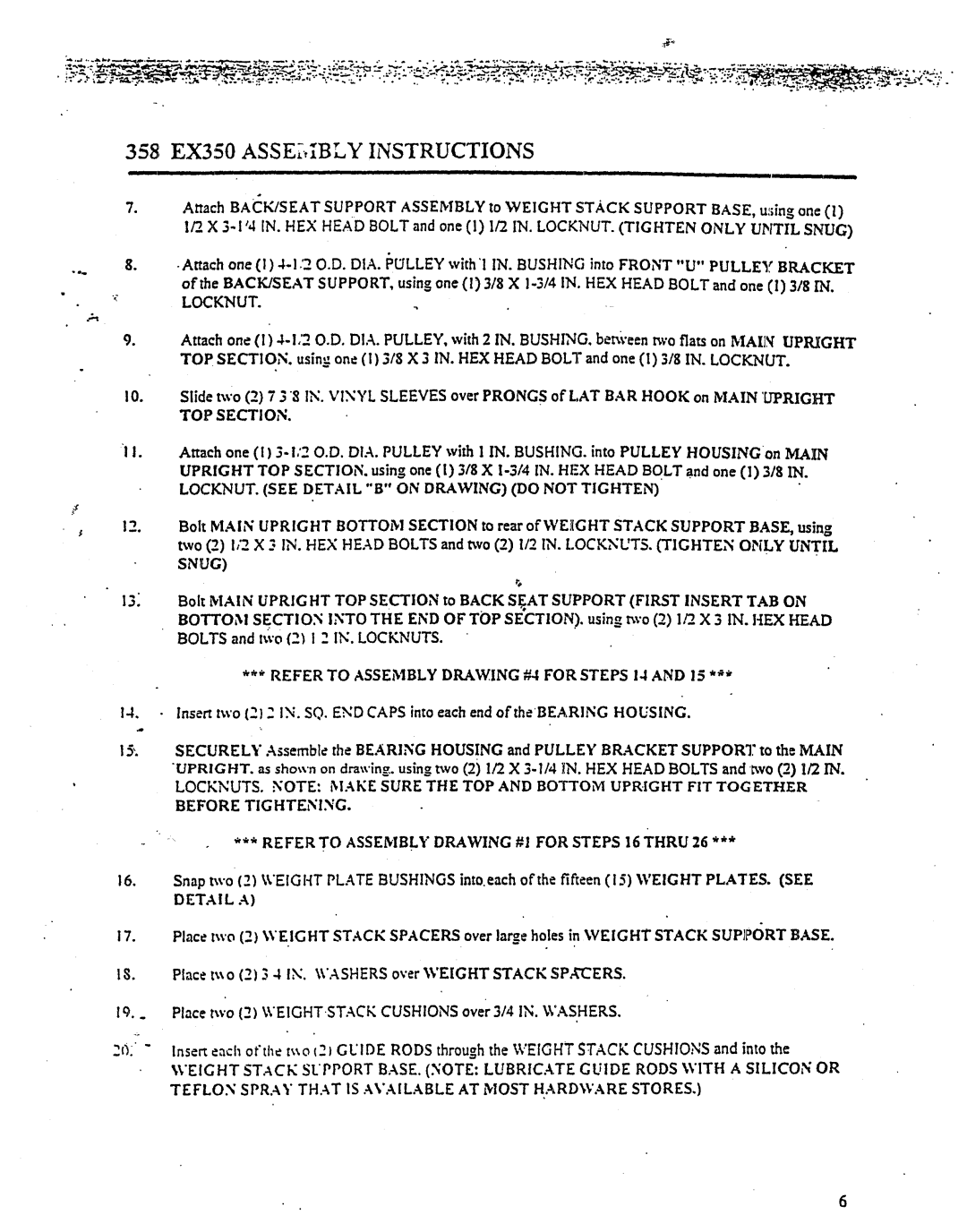 ParaBody ex 350 manual TOP Section, Refer to ASSEMBLYDRAWING#4 for Steps 14, Detail a 