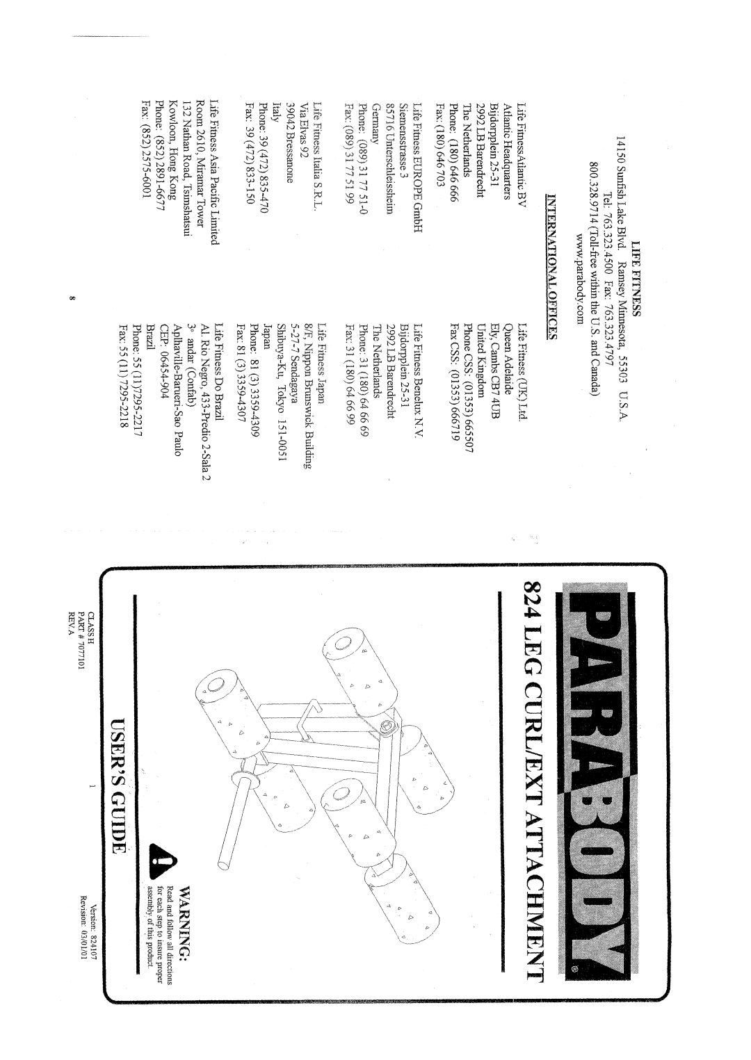 ParaBody Fitness Equipment manual 