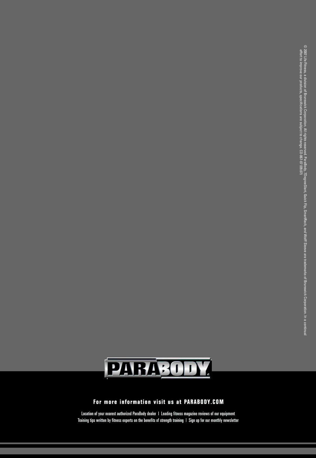 ParaBody Free Weight Systems manual 