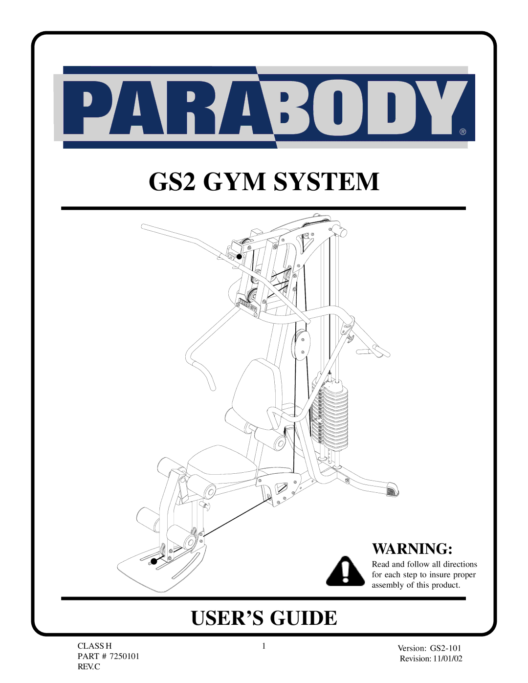 ParaBody manual GS2 GYM System 