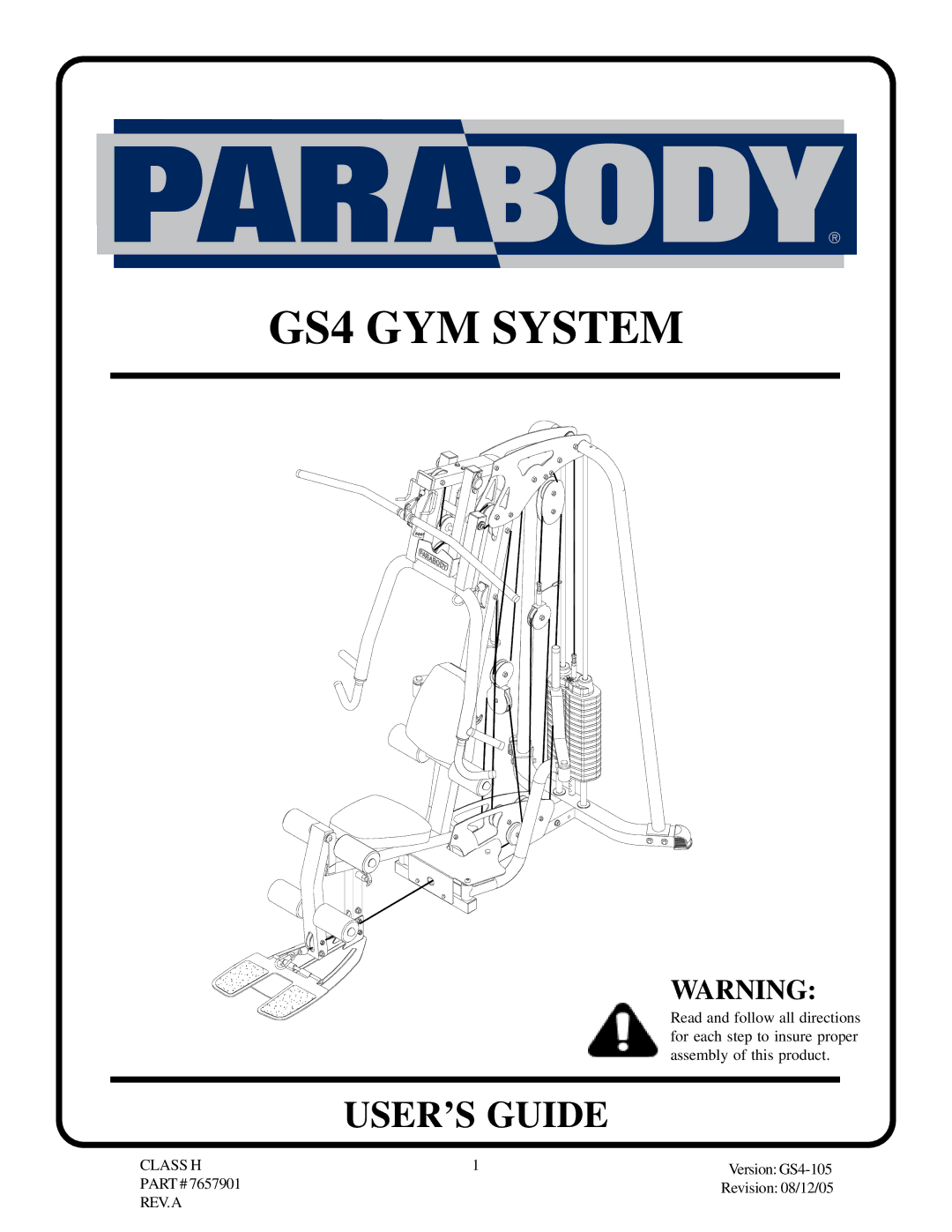 ParaBody manual GS4 GYM System 