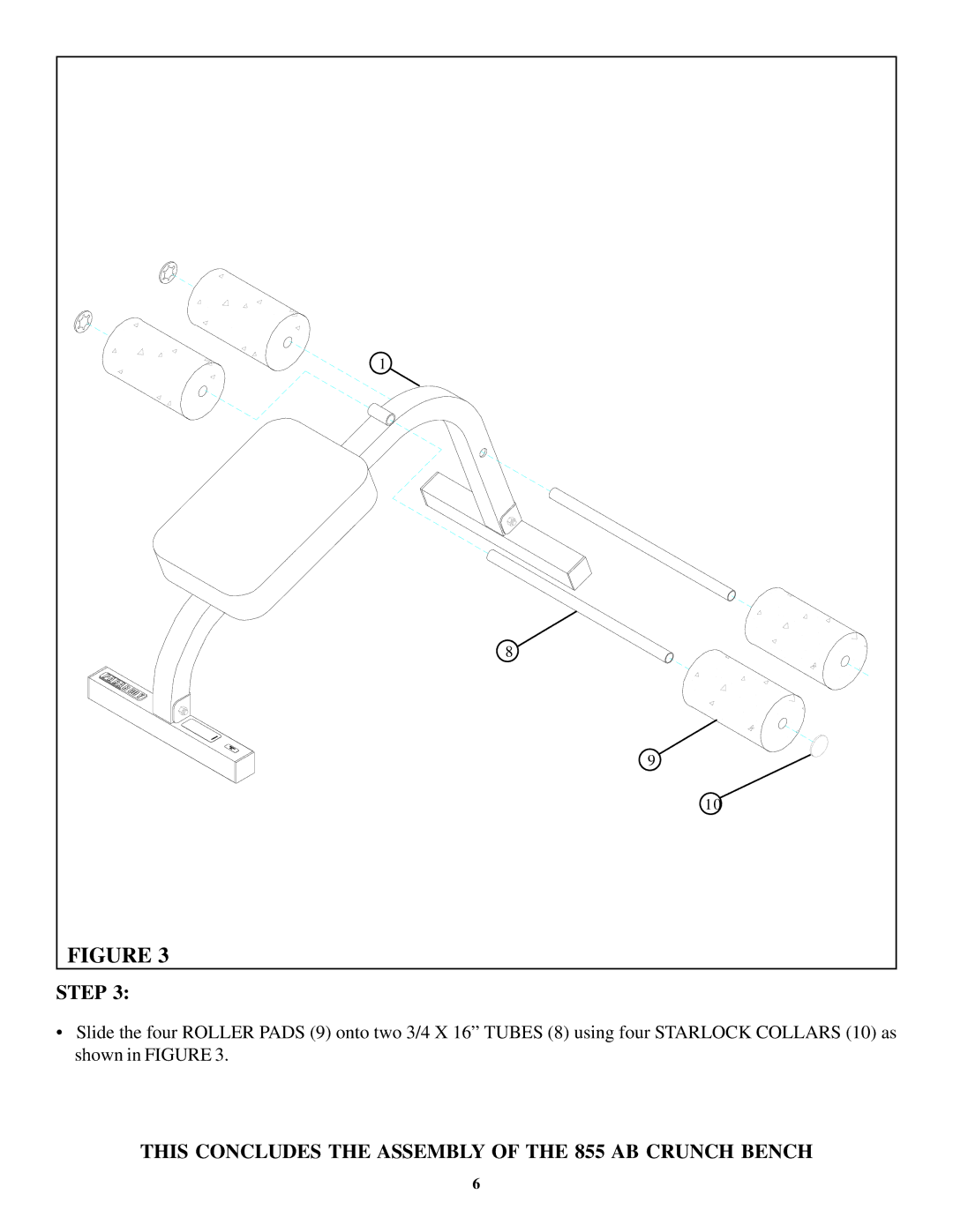 ParaBody Home Guide manual This Concludes the Assembly of the 855 AB Crunch Bench 