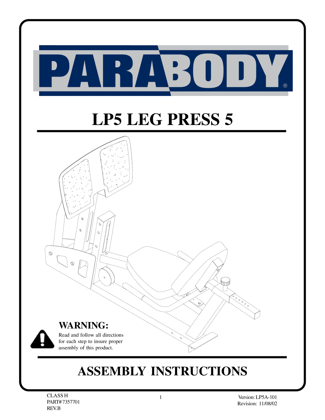 ParaBody manual LP5 LEG Press 