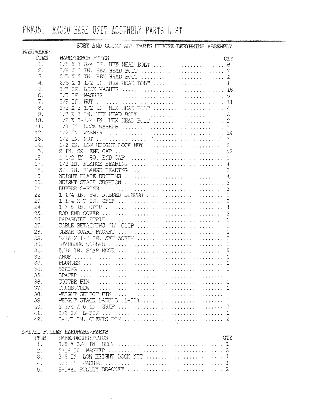 ParaBody PBF351 manual ~. -o 