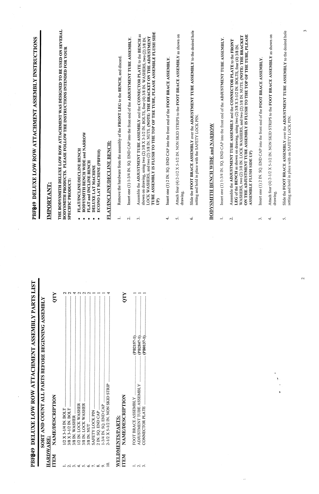 ParaBody PBF849 manual ~o~8 