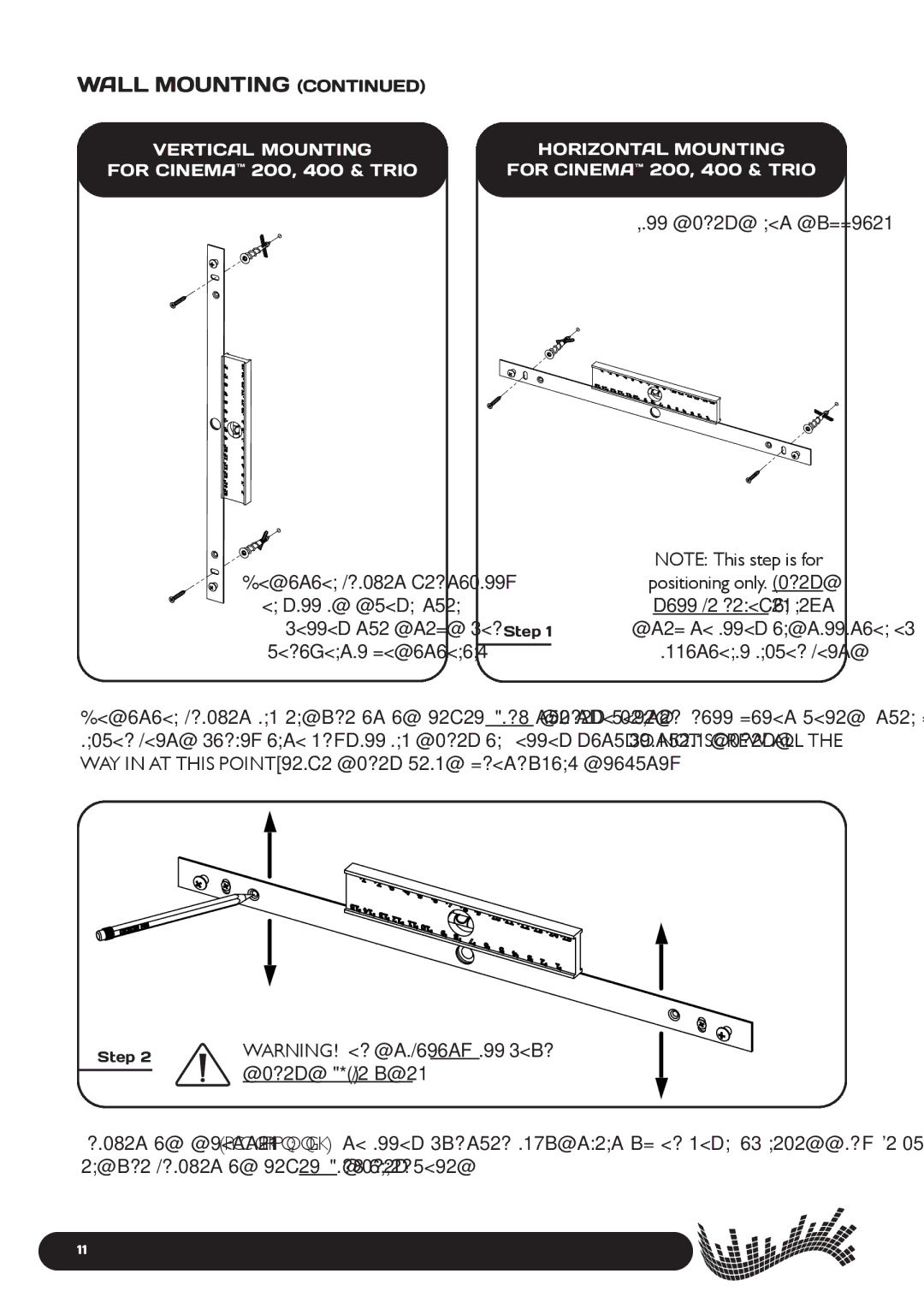 Paradigm Cinema Speaker Systems, 400, 100, 200 owner manual Follow the steps for, Screws Must be used 