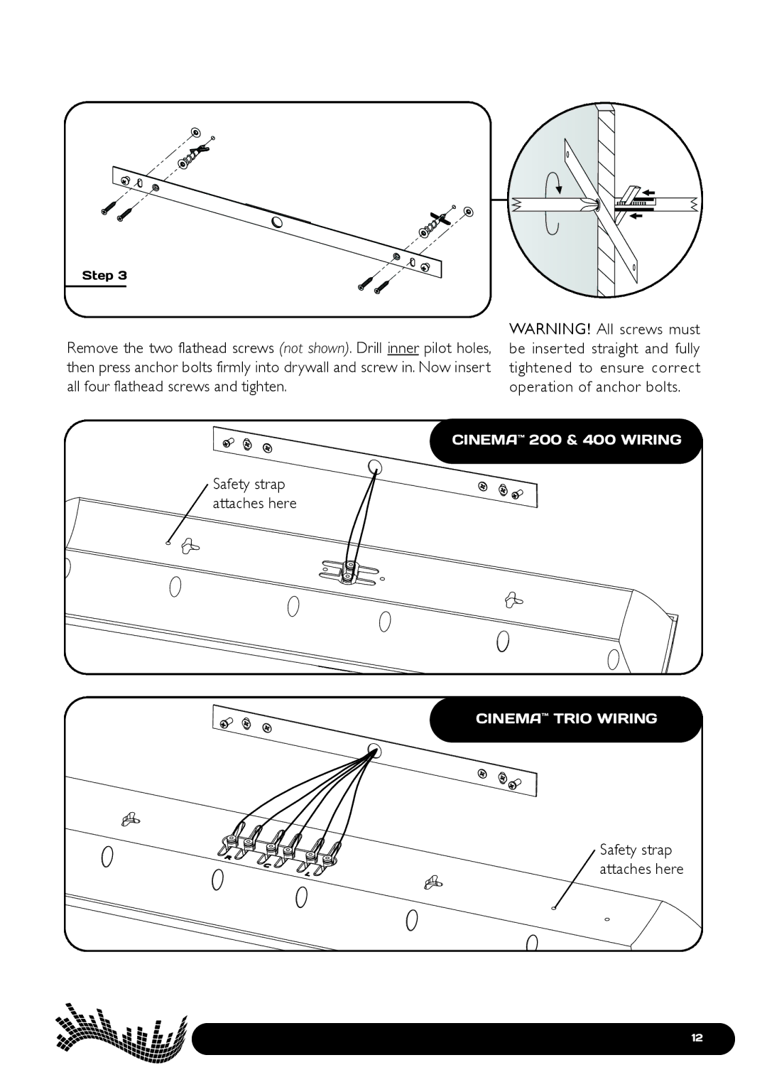 Paradigm 400, Cinema Speaker Systems, 100, 200 owner manual Cinema Trio Wiring 