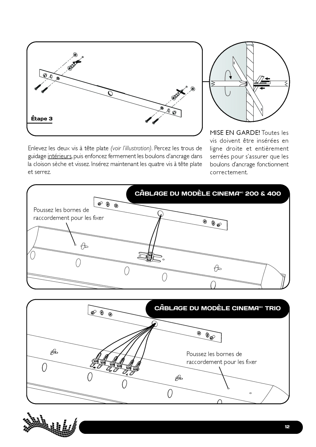 Paradigm Cinema Speaker Systems, 400, 100 owner manual Cablage DU Modele Cinemamc 200 