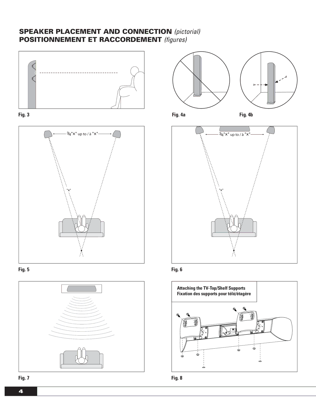 Paradigm OM-575, MILLENIA SERIES: FRONT AND CENTER SPEAKERS owner manual Attaching the TV-Top/Shelf Supports 