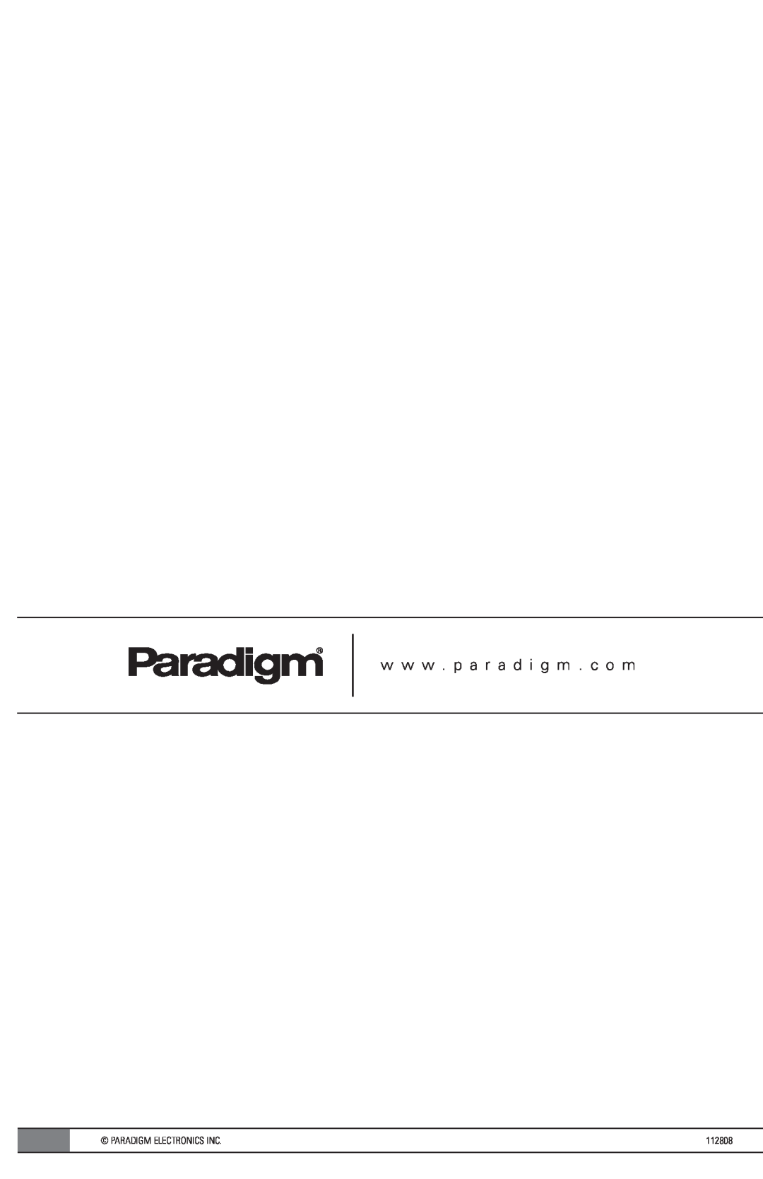 Paradigm OM-600 owner manual w w w . p a r a d i g m . c o m, Paradigm Electronics Inc, 112808 