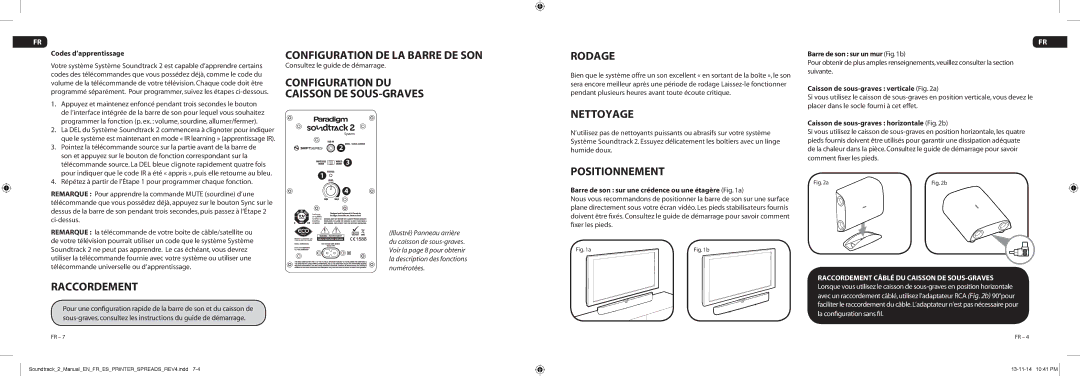 Paradigm CE1588 Codes d’apprentissage, Barre de son sur une crédence ou une étagère a, Barre de son sur un mur b 