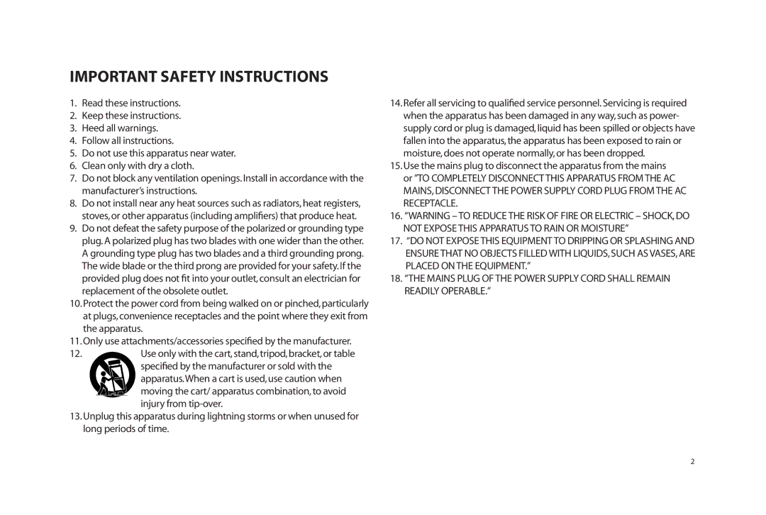 Paradigm SOUNDTRACK owner manual Important Safety Instructions 