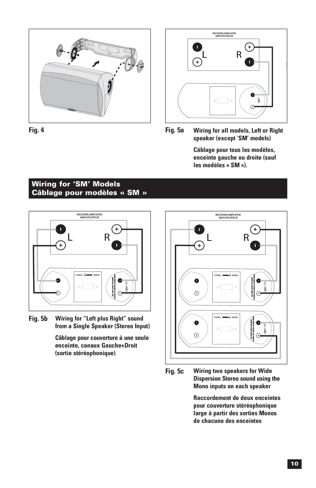 Paradigm OM-121, Stylus Outdoor Speakers, 270 owner manual Wiring for ‘SM’ Models Câblage pour modèles « SM » 