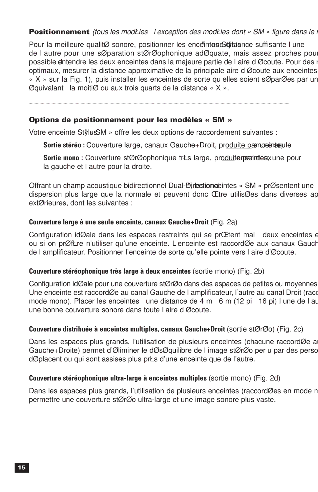 Paradigm 270, Stylus Outdoor Speakers, OM-121 owner manual Options de positionnement pour les modèles « SM » 