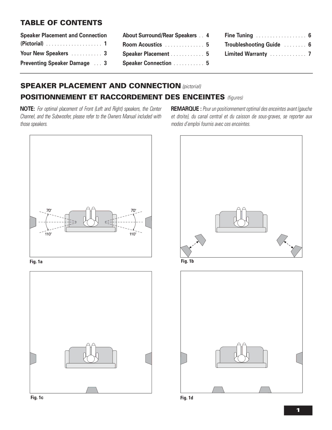 Paradigm OM-560, Surround/ Rear speakers owner manual Table of Contents 