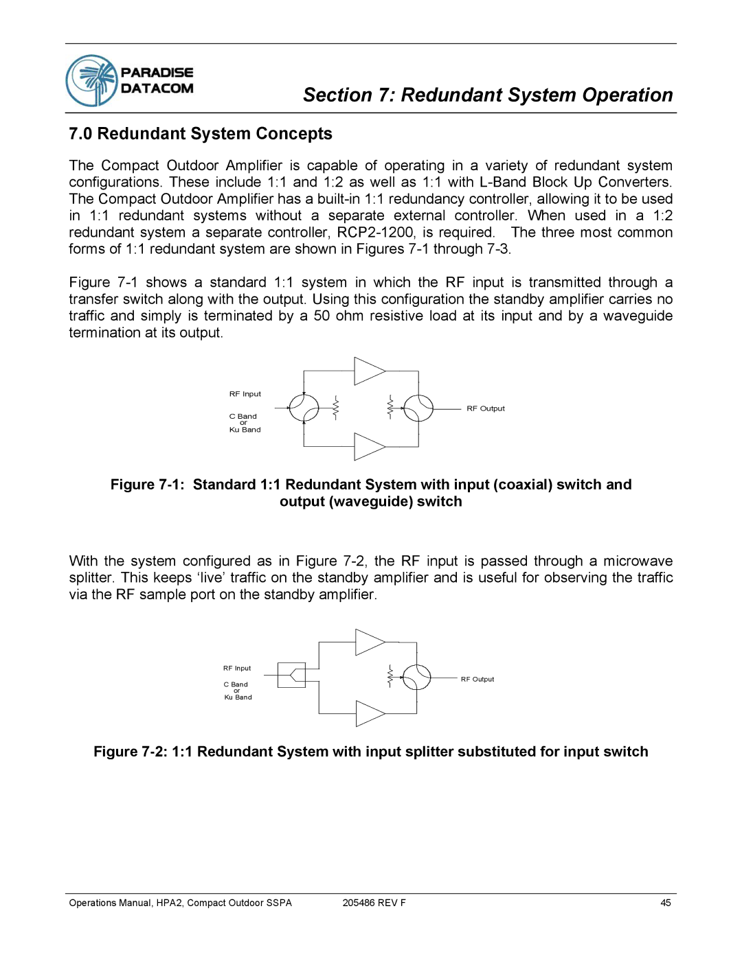 Paradise 205486 REV F manual Redundant System Operation, Redundant System Concepts 