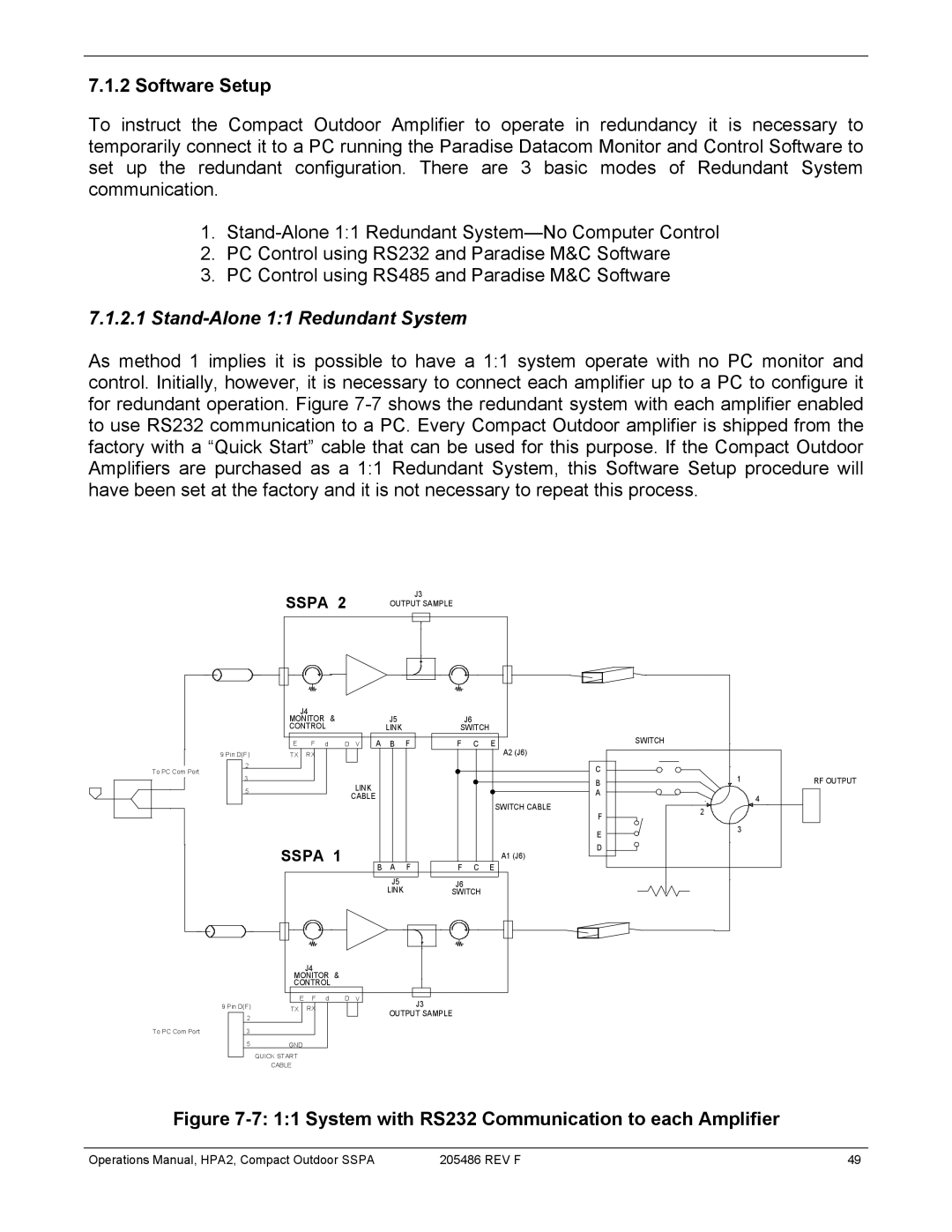 Paradise 205486 REV F manual Software Setup, System with RS232 Communication to each Amplifier 