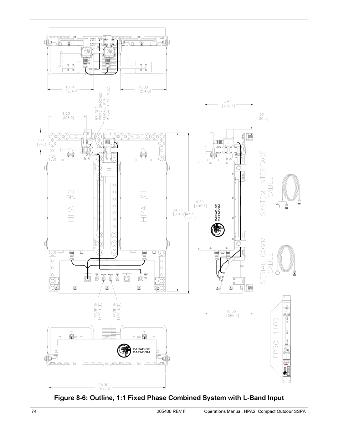 Paradise 205486 REV F manual Outline, 11 Fixed Phase Combined System with L-Band Input 