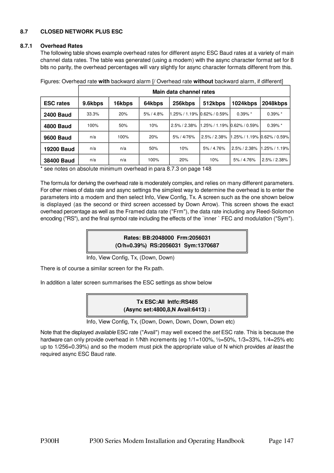 Paradise P300 specifications Closed Network Plus ESC 