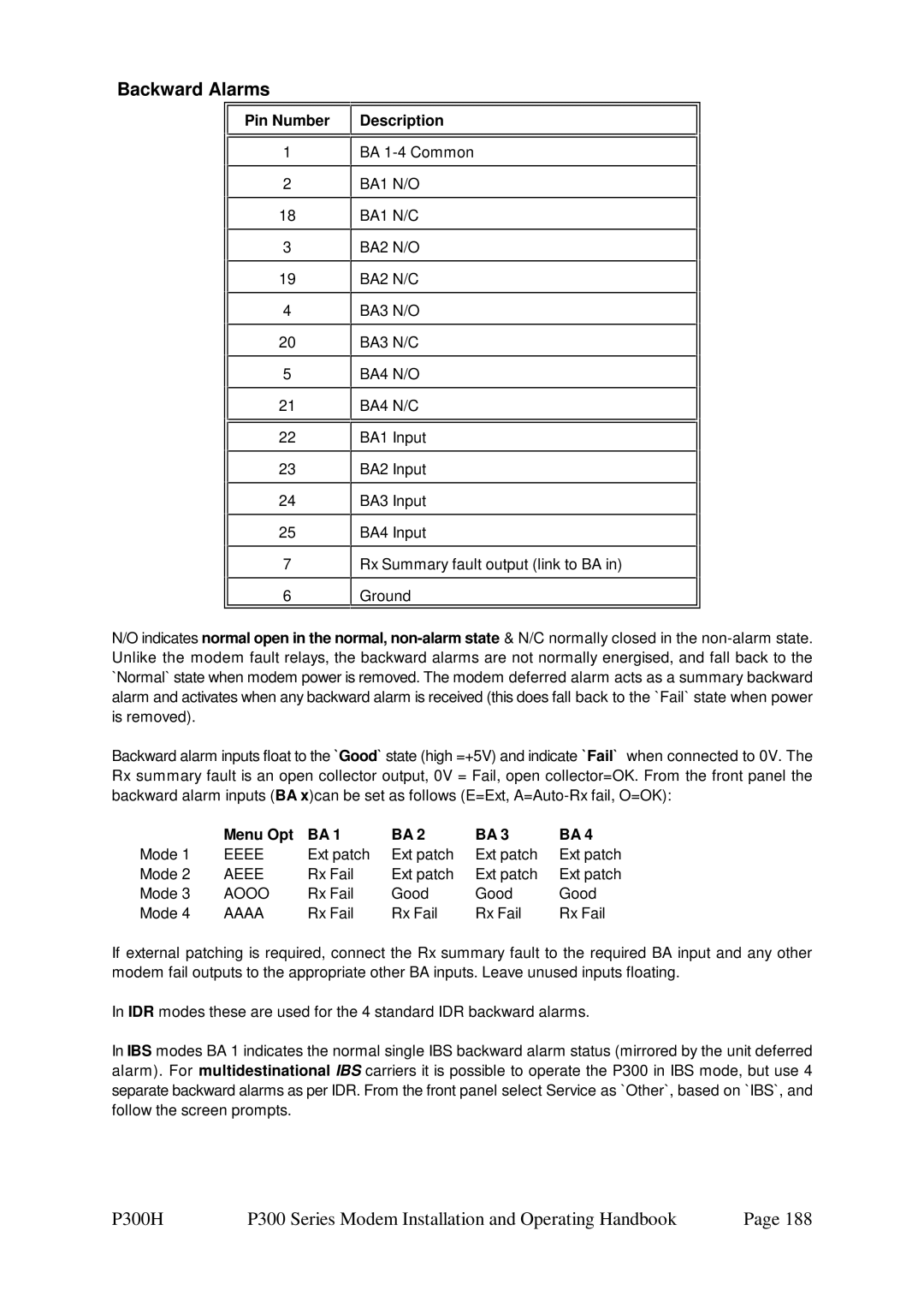 Paradise P300 specifications Backward Alarms, Menu Opt 