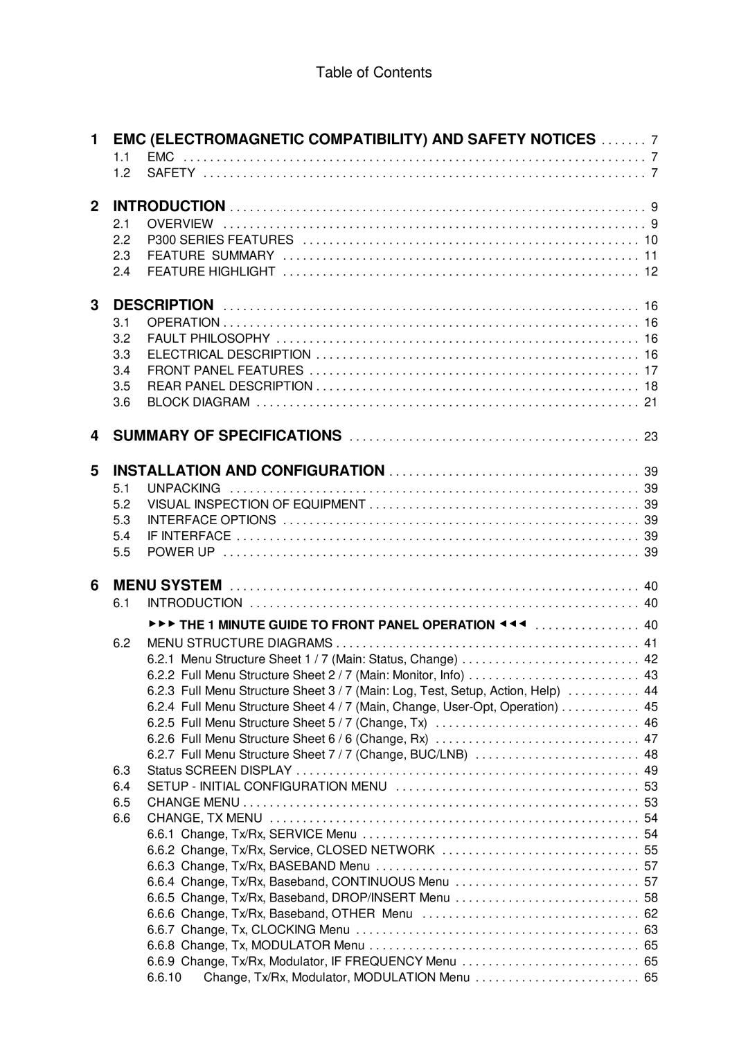 Paradise P300 specifications Table of Contents 