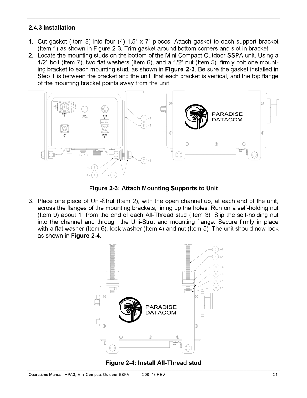 Paradise RA 5785 manual Attach Mounting Supports to Unit 