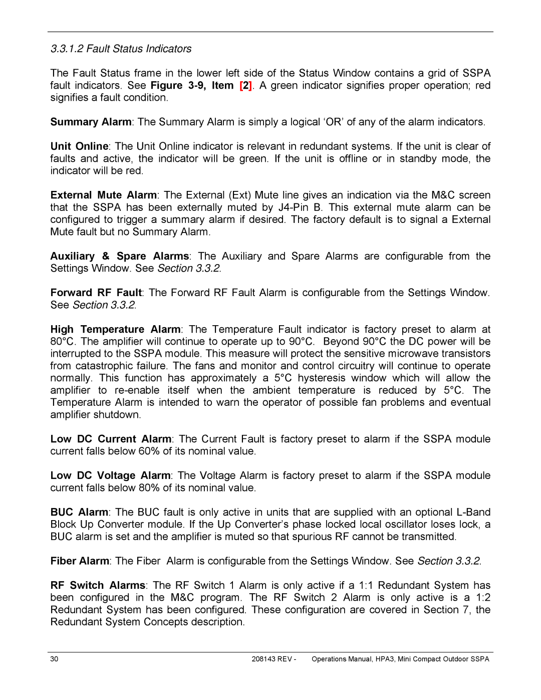 Paradise RA 5785 manual Fault Status Indicators 