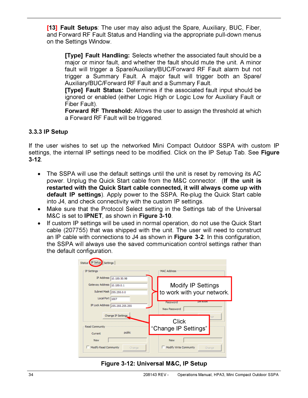 Paradise RA 5785 manual Universal M&C, IP Setup 