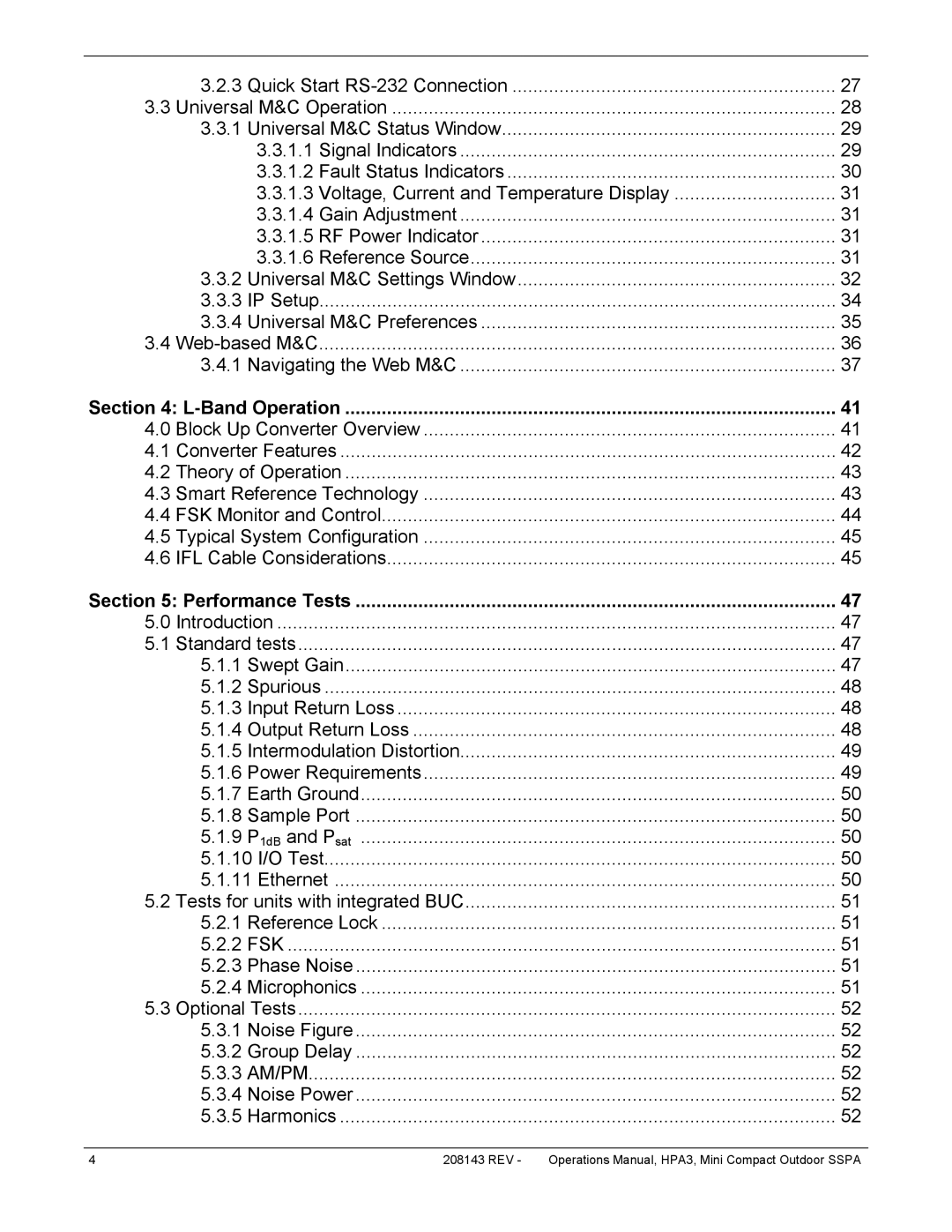 Paradise RA 5785 manual Band Operation, Performance Tests 