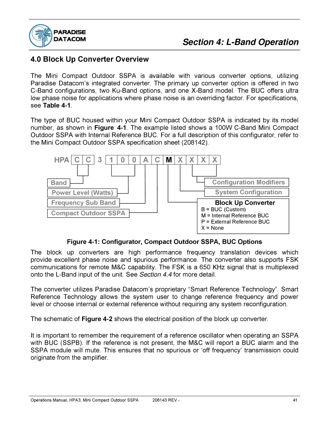 Paradise RA 5785 manual Band Operation, Block Up Converter Overview 