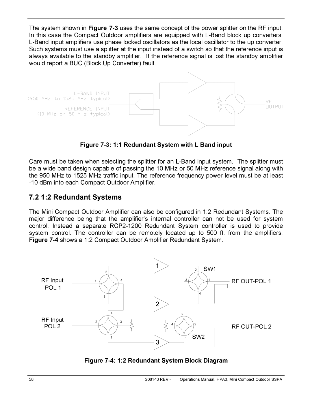 Paradise RA 5785 manual Redundant Systems, Redundant System with L Band input 