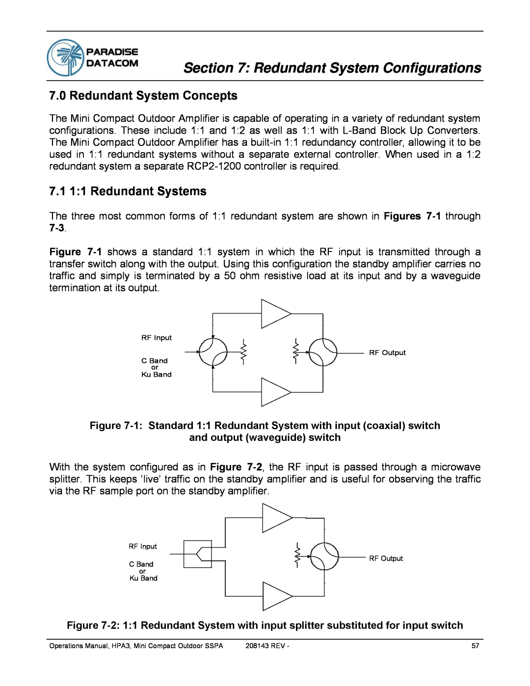 Paradise RA 5785 manual Redundant System Configurations, Redundant System Concepts, 7.1 1 1 Redundant Systems 