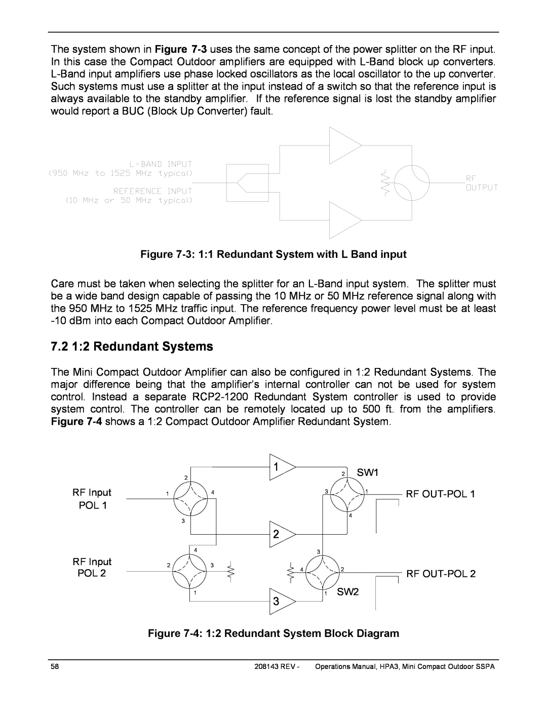Paradise RA 5785 7.2 1 2 Redundant Systems, 3 1 1 Redundant System with L Band input, 4 1 2 Redundant System Block Diagram 