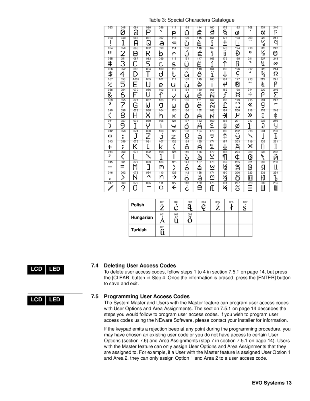 Paradox Hellas S.A EVO48, EVO192 manual Deleting User Access Codes, Programming User Access Codes 