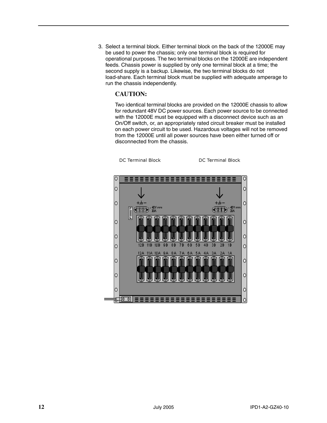 Paradyne 12000E installation instructions DC Terminal Block 