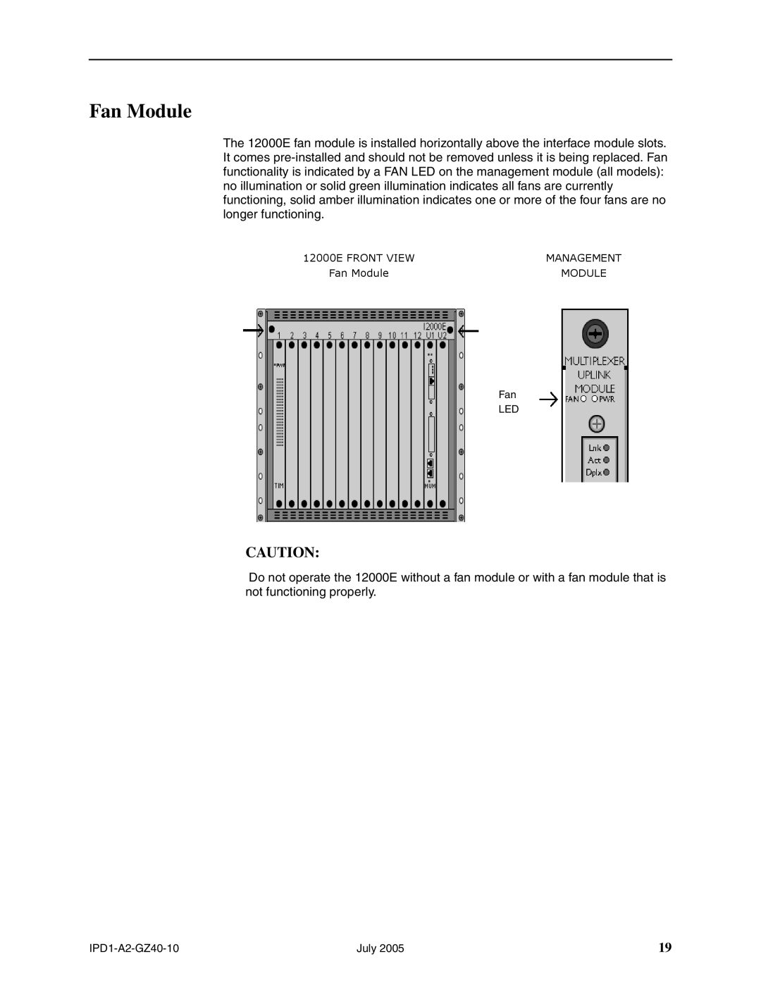 Paradyne 12000E installation instructions Fan Module 