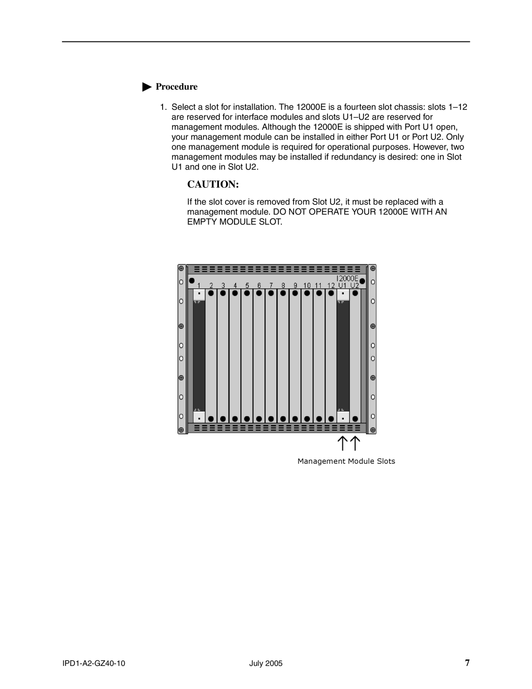 Paradyne 12000E installation instructions Management Module Slots 